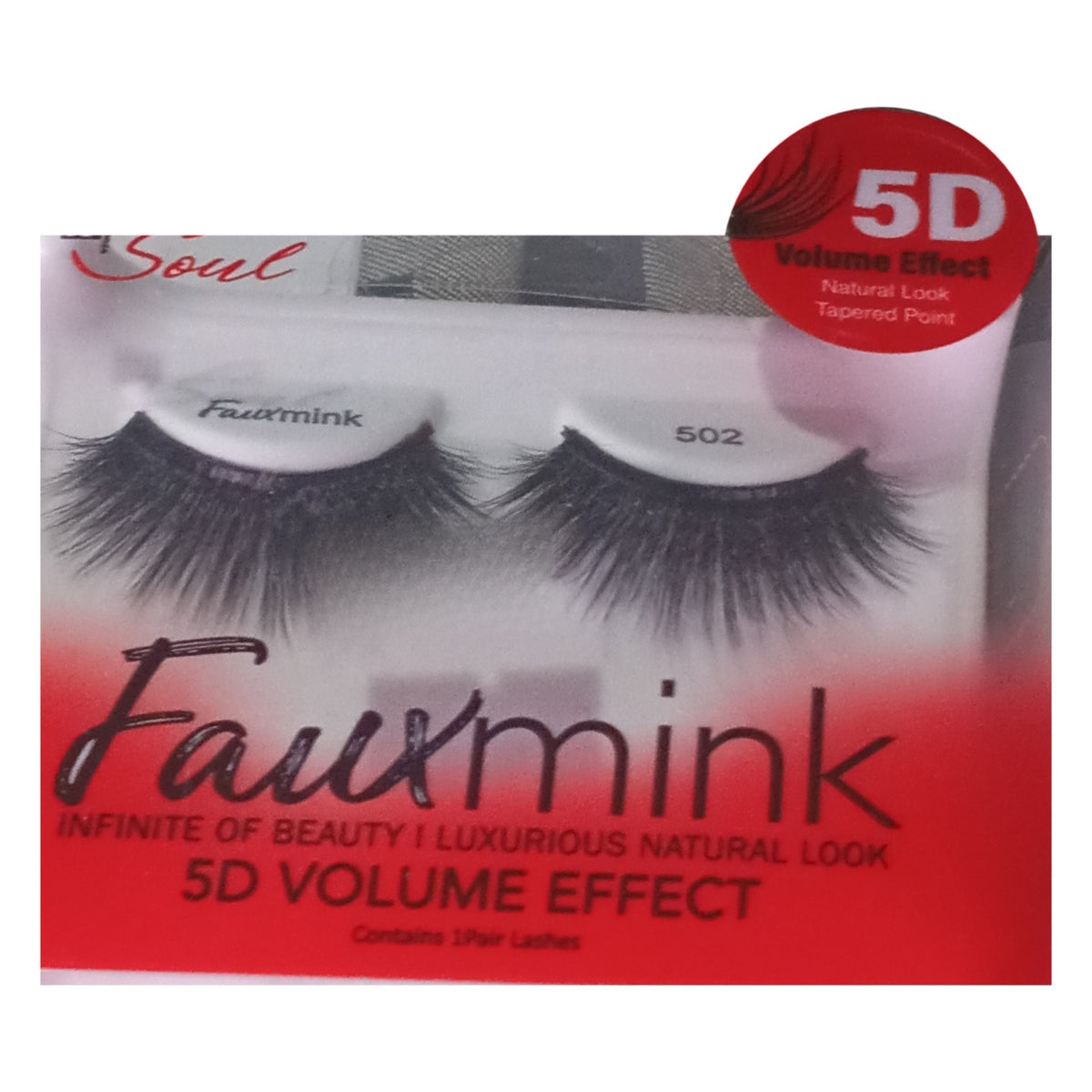 R Soul Fauxmink 5D Volume Effect Lashes style 502, front of box