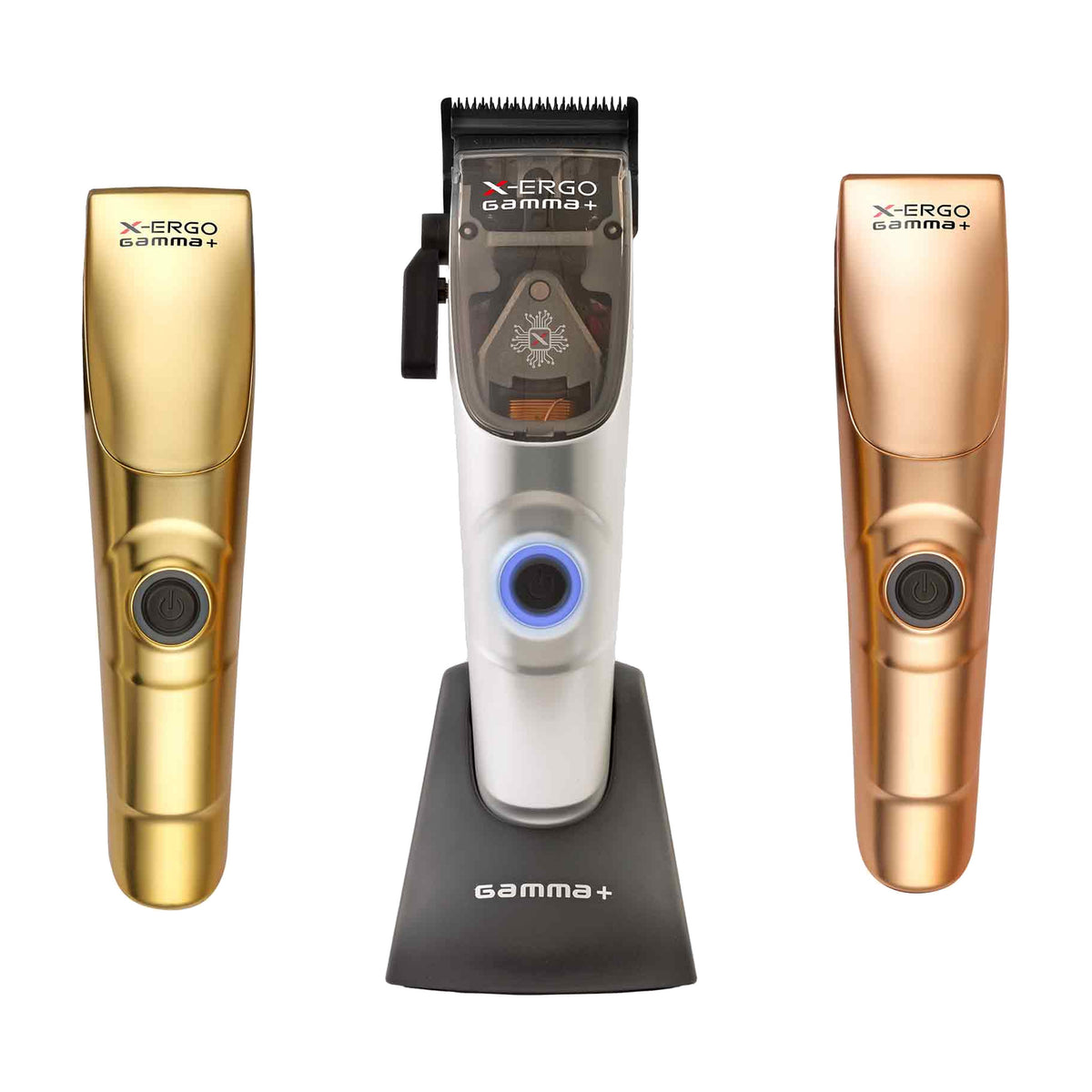 Gamma+ X-Ergo Professional Modular Clipper, with chrome, gold and rose gold body kits